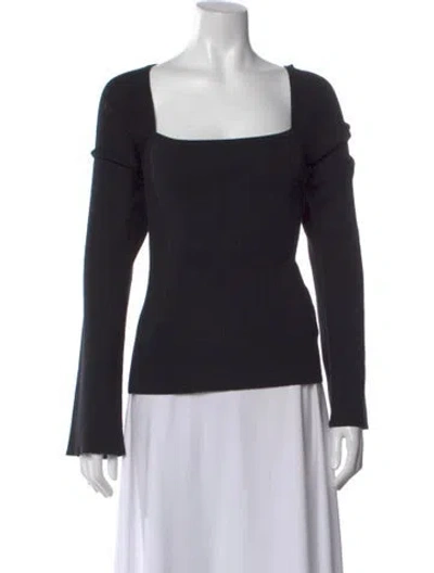 Pre-owned Frame Square Neckline Long Sleeve Top In Black
