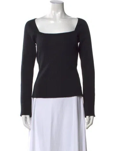 Pre-owned Frame Square Neckline Long Sleeve Top In Black
