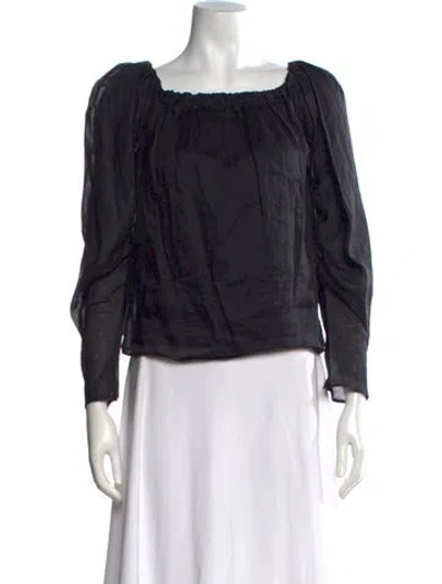 Pre-owned Frame Square Neckline Long Sleeve Top In Black