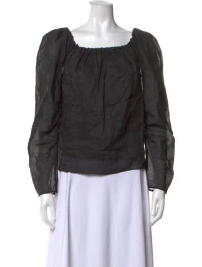 Pre-owned Frame Square Neckline Long Sleeve Top In Black
