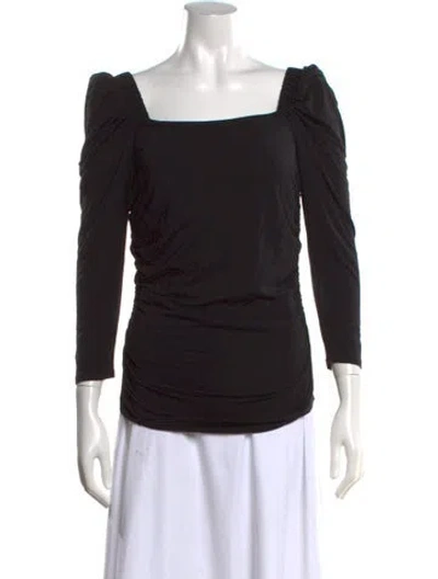 Pre-owned Frame Square Neckline Long Sleeve Top In Black