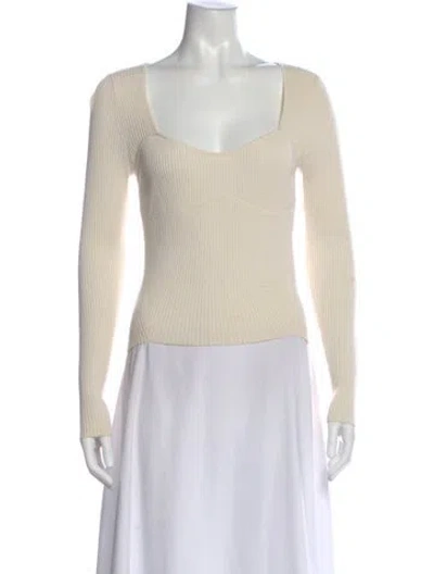 Pre-owned Frame Square Neckline Long Sleeve Top In Neutral