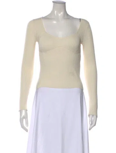 Pre-owned Frame Square Neckline Long Sleeve Top W/ Tags In Neutral