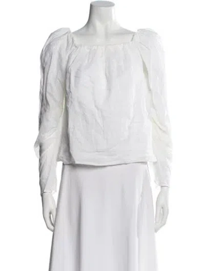 Pre-owned Frame Square Neckline Long Sleeve Top In White