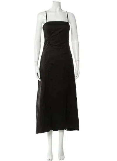 Pre-owned Frame Square Neckline Midi Length Dress In Black