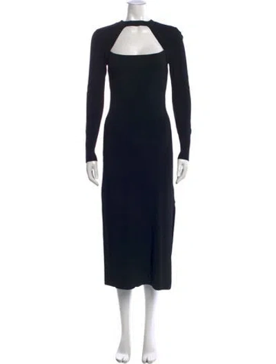 Pre-owned Frame Square Neckline Midi Length Dress In Black