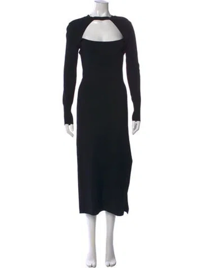 Pre-owned Frame Square Neckline Midi Length Dress In Black