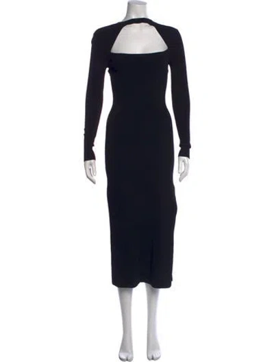 Pre-owned Frame Square Neckline Midi Length Dress In Black