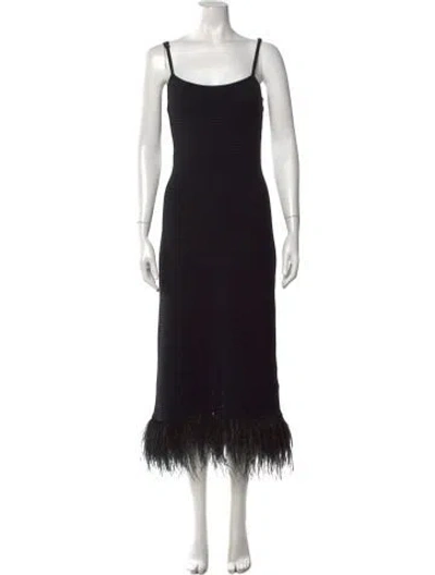Pre-owned Frame Square Neckline Midi Length Dress In Black