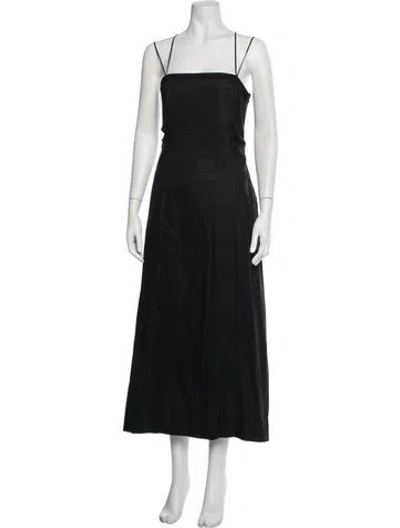 Pre-owned Frame Square Neckline Midi Length Dress In Black