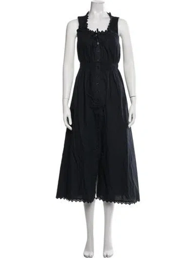 Pre-owned Frame Square Neckline Midi Length Dress In Blue