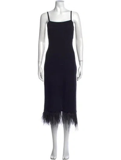 Pre-owned Frame Square Neckline Midi Length Dress W/ Tags In Black