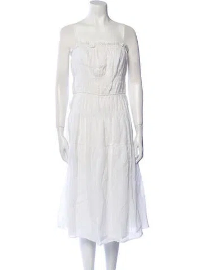 Pre-owned Frame Square Neckline Midi Length Dress In White