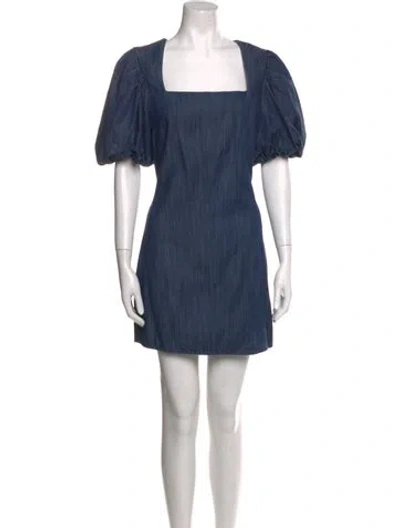 Pre-owned Frame Square Neckline Mini Dress In Blue