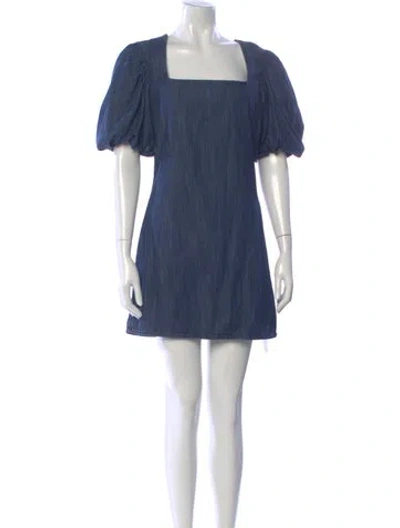 Pre-owned Frame Square Neckline Mini Dress In Blue
