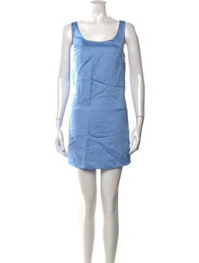 Pre-owned Frame Square Neckline Mini Dress In Blue