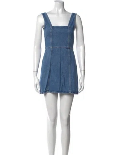 Pre-owned Frame Square Neckline Mini Dress In Blue
