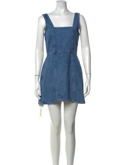 Pre-owned Frame Square Neckline Mini Dress In Blue