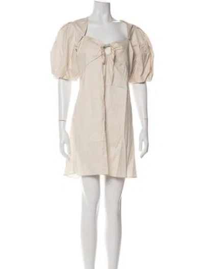 Pre-owned Frame Square Neckline Mini Dress In Neutrals