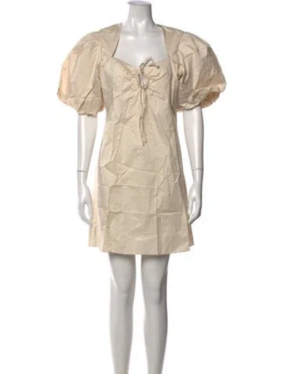 Pre-owned Frame Square Neckline Mini Dress In Neutrals
