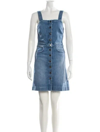 Pre-owned Frame Square Neckline Mini Dress W/ Tags In Blue