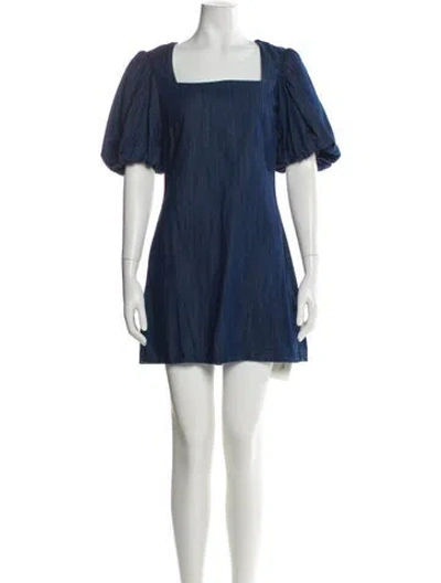 Pre-owned Frame Square Neckline Mini Dress W/ Tags In Blue