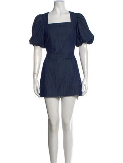 Pre-owned Frame Square Neckline Mini Dress W/ Tags In Blue