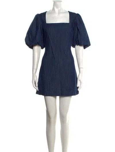 Pre-owned Frame Square Neckline Mini Dress W/ Tags In Blue