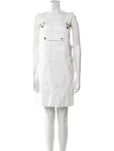 Pre-owned Frame Square Neckline Mini Dress In White