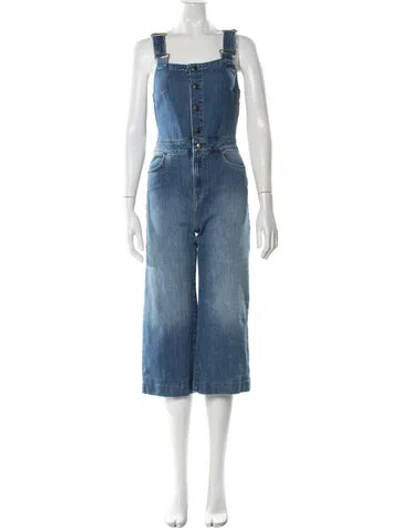 Pre-owned Frame Square Neckline Overalls In Blue
