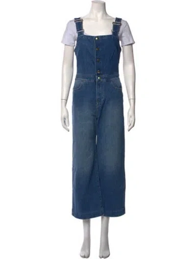 Pre-owned Frame Square Neckline Overalls In Blue