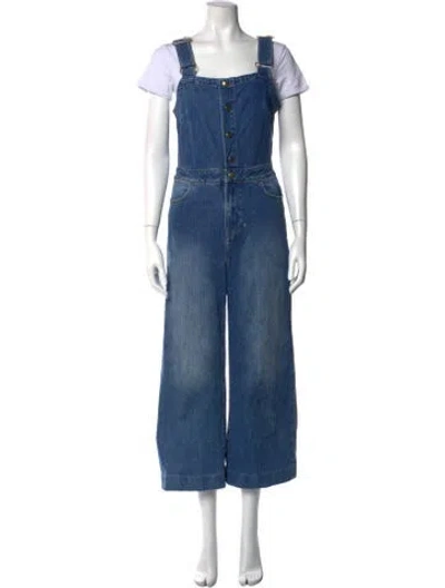 Pre-owned Frame Square Neckline Overalls In Blue