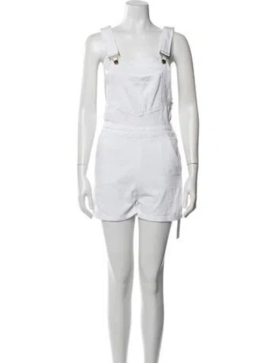 Pre-owned Frame Square Neckline Overalls In White