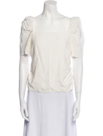 Pre-owned Frame Square Neckline Short Sleeve Blouse In Neutral