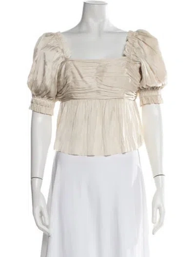 Pre-owned Frame Square Neckline Short Sleeve Blouse In Neutral