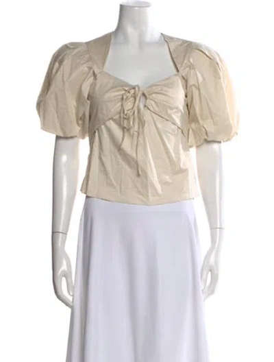 Pre-owned Frame Square Neckline Short Sleeve Blouse W/ Tags In Neutral