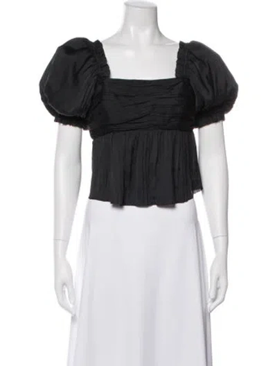 Pre-owned Frame Square Neckline Short Sleeve Blouse In White