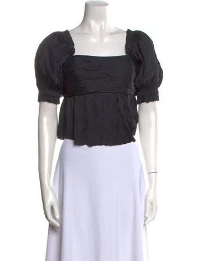 Pre-owned Frame Square Neckline Short Sleeve Crop Top W/ Tags In Gray
