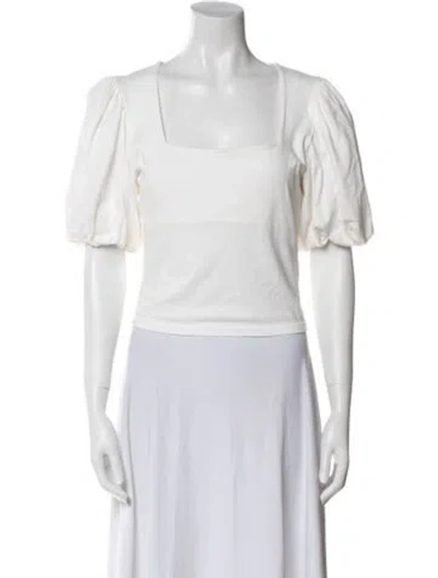 Pre-owned Frame Square Neckline Short Sleeve Crop Top In White