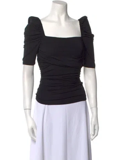 Pre-owned Frame Square Neckline Short Sleeve Top In Black