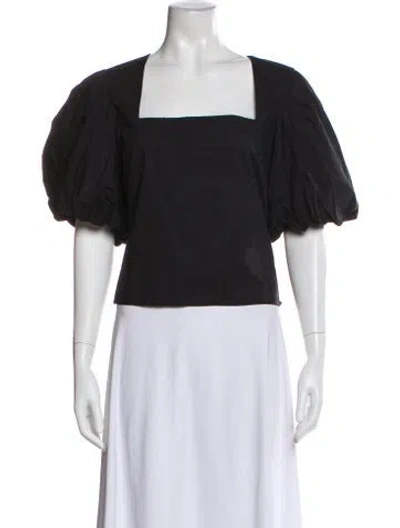Pre-owned Frame Square Neckline Short Sleeve Top In Black