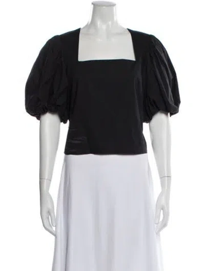 Pre-owned Frame Square Neckline Short Sleeve Top In Black