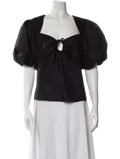Pre-owned Frame Square Neckline Short Sleeve Top In Black