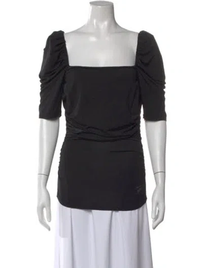 Pre-owned Frame Square Neckline Short Sleeve Top In Black