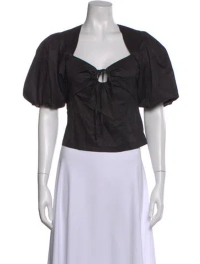 Pre-owned Frame Square Neckline Short Sleeve Top In Black