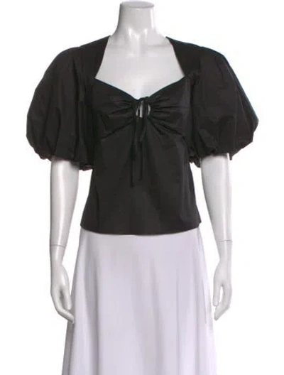 Pre-owned Frame Square Neckline Short Sleeve Top In Black