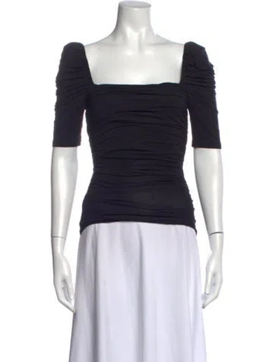 Pre-owned Frame Square Neckline Short Sleeve Top In Black