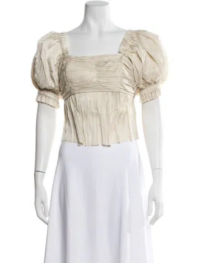 Pre-owned Frame Square Neckline Short Sleeve Top In Neutral