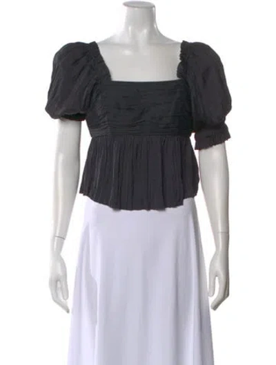 Pre-owned Frame Square Neckline Short Sleeve Top W/ Tags In Black