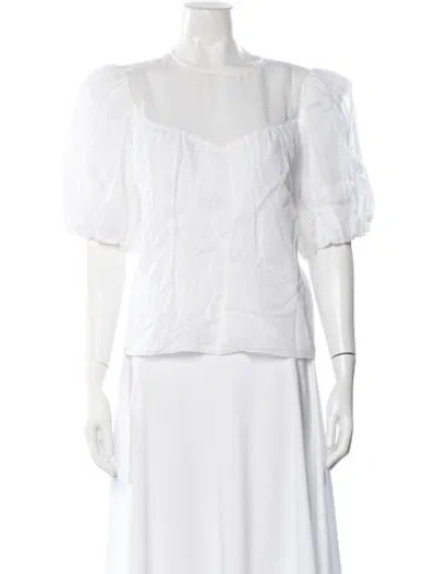 Pre-owned Frame Square Neckline Short Sleeve Top In White